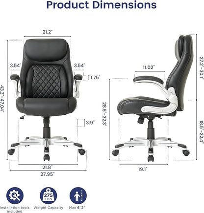 Nouhaus Ergonomic Office Chair Premium Microfiber Leather Adjustable Lumbar Support & Armrests, High Back Comfy Desk Gaming Chairs Executive Computer Swivel Chair Tilt Function(Posture,Black)