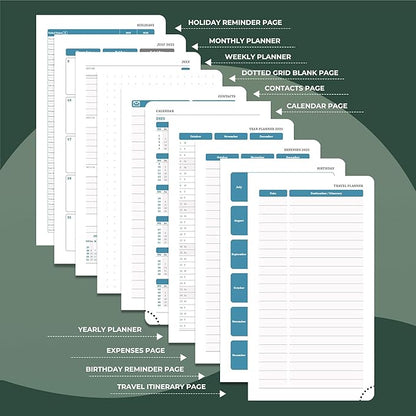 Weekly Monthly 2026 Planner (Jan.26-Dec.26),6.5"x3.75",12 Months Agenda Plan with Month Tabs & Pocket,Expenses/Note Pages, Appointment Book Calendar with Hardcover Vegan Leather Cover,Green