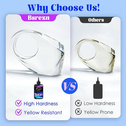 Bsrezn 300g UV Cure Resin Hard, Upgraded Crystal Clear Premixed Resin for Jewelry Making and Craft Decoration(3 x 100g)
