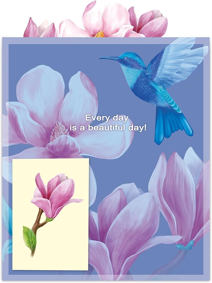Airpark Paper Pop Up Cards, Magnolia Flowers & Bird, 12inch Paper Flowers 3D Popup Cards with Blank Note Card and Envelope for Birthday, Anniversary, Easter, Get Well Gifts for Women Lover