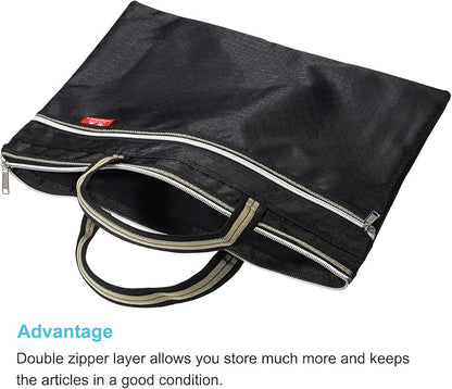 PATIKIL Waterproof Zipper File Bag, Documents Books Tools Storage Zip Pouch for Office Travel, Black