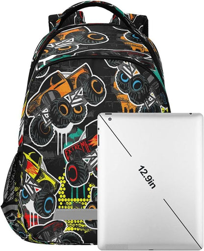 ALAZA Abstract Monster Truck Car Backpacks Travel Laptop Daypack School Book Bag for Men Women Teens Kids