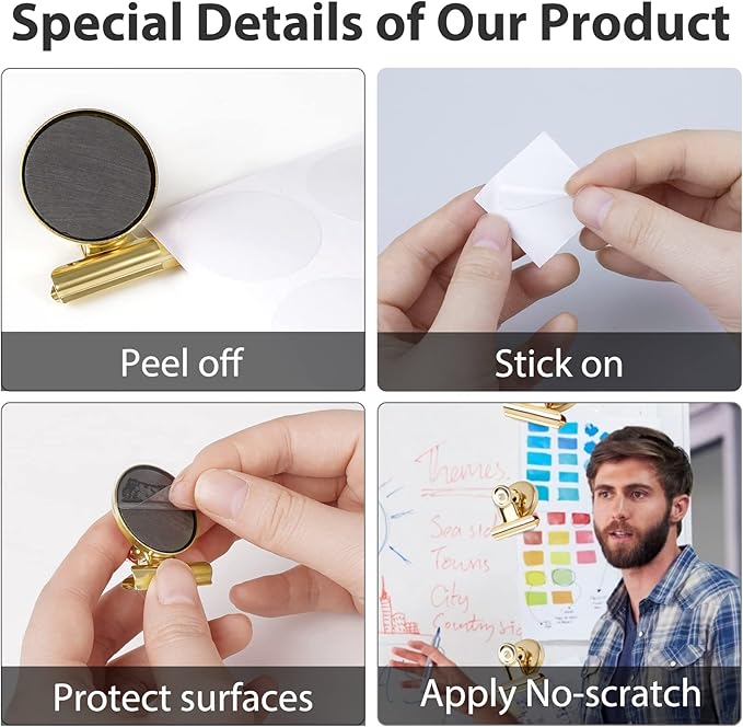 VNDUEEY 20pack Fridge Magnets Refrigerator Magnets, Magnetic Clips Heavy Duty, Detailed Locker List Display Paper Fasteners on Home& Office& Teaching (Gold)