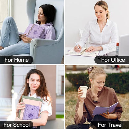 EMSHOI A5 Spiral Notebook Lined Journal for Women Men - Thick 100GSM 140 Numbered Pages College Ruled, PU Leather Hardcover Notebook for Work School Journaling Writing Gift, 6"x8" (DarkGreen)