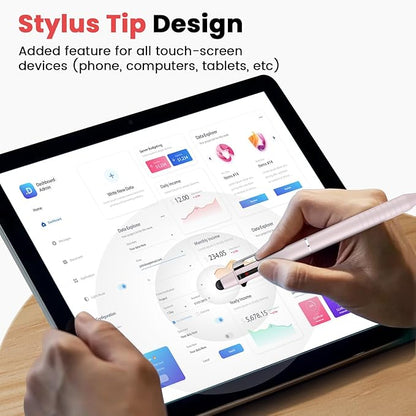 Sooez Multicolor Pen in One, Sleek Metallic 4 Color Ballpoint Pens, Medium Point (1.0mm), Retractable Ball Pen with Stylus Tip, Journaling Planner Pens for Nursing School Office Supplies, 3 Pack, Blue