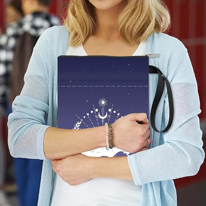 CRASPIRE Mountain Book Sleeve Moon Phase Book Protector Book Covers for Paperbacks Washable Fabric Cloth Book Cover with Zipper and Extra Sleeve Pocket for Book Lovers Classmate Gifts