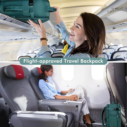 Large Backpack for Traveling Women Men, Flight-approved Carry-on Travel Backpack Bag, Personal Item Backpack Luggage on Airplanes, Travel Essentials, Peacock Blue