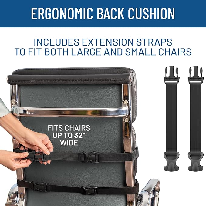 Everlasting Comfort Seat Cushion, Back Cushion, & Foot Rest Bundle - Memory Foam Office Chair Cushions for All-Day Comfort - Ideal for Work, Car, Desk