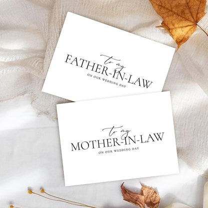 Set of 2 Parents In Law Wedding Day Card, Parents In Law Of The Bride/Groom Gifts, To My Father In Law On Our Wedding Day, To My Mother In Law On Our Wedding Day. （Father/Mother-in-Law A）