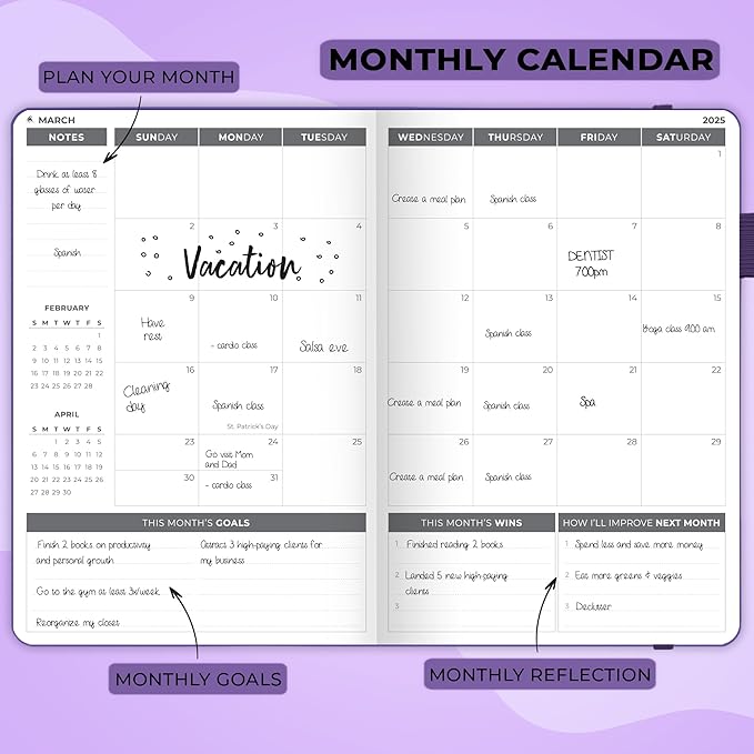 Clever Fox Dated Planner 2025-2026 – Weekly Life Planner Notebook for Goal Setting & Time Management – Planner with Habits Tracker, to-do List & Dated Pages – A5, Lasts 1 Year (Purple)