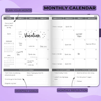 Clever Fox Dated Planner 2025-2026 – Weekly Life Planner Notebook for Goal Setting & Time Management – Planner with Habits Tracker, to-do List & Dated Pages – A5, Lasts 1 Year (Purple)