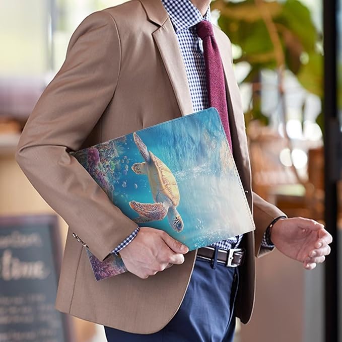 Cozeyat Padfolio Clipboard Folder Portfolio Ocean Sea Turtle PU Leather Clipboard with Cover for Legal Pad Holder Letter Size Writing Pad for Business School Office Conference Notepad Clip Boards
