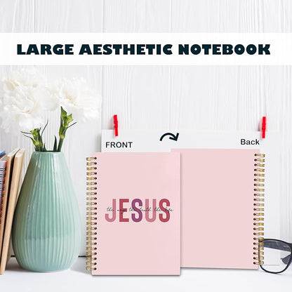 Boho Christian Notebook Journal, Christian Gifts for Women, Bible Notebooks for Note Taking, Bible Journaling Notebook, Jesus the Way the Truth the Life Hardcover Spiral Notebook 5.5x8.3 pink