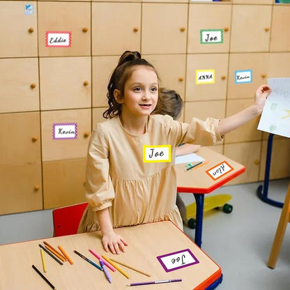 6 Color Name Tag Stickers, 240PCS Waterproof Stickers 3.5X2.25 Inch Name Labels for Office, School, Classroom and Home