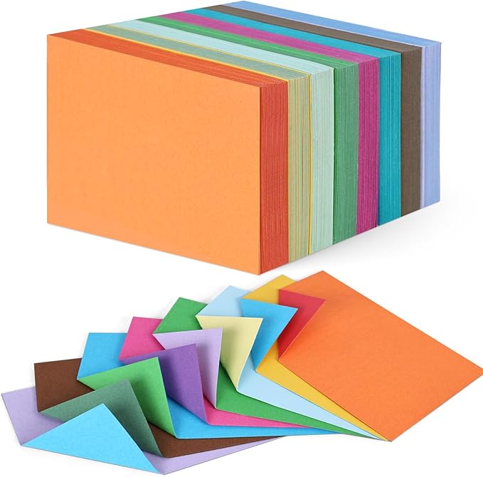 Colored Index Cards 3 x 5 Inch, 200 Pack Blank Flash Cards, 8 Assorted Colors, for School Classroom Supplies, Work Supplies