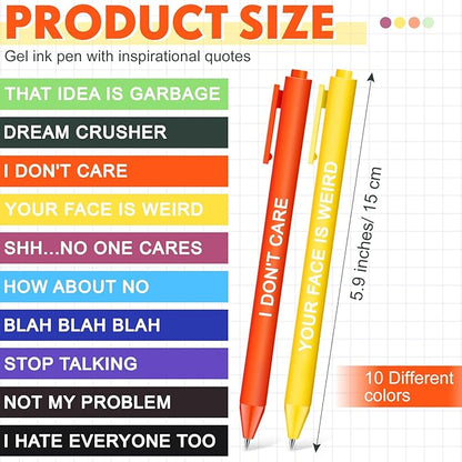 50 Pcs Gel Ink Pens Motivational Inspirational Quote Pen Retractable Rolling Ball Smooth Writing for Coworkers Supplies Office Home(Light Color,Negative)
