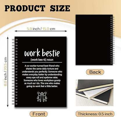 YAZMEEN Work Bestie Blank Spiral Notebook（160 Pages） Work Bestie Gift Hardcover Sketchbook Coworker Appreciation Gift Colleague Leaving Gift Funny Office Notebook Gift for Work Bestie Employee Friend