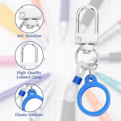 Retractable Pen Holders, 14 Set Silicone Pen Holder with Lobster Clasp, Clip on Pens Holder for Badge Reel, Perfect Pen Holder f1or Lanyard, Badge Pen Holder for Nurses, Badge Reel Accessories