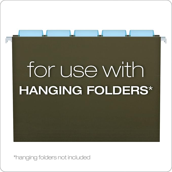 Pendaflex 42BLU Hanging File Folder Tabs, 1/5 Tab, Two Inch, Blue Tab/White Insert (Pack of 25)