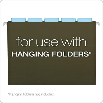 Pendaflex 42BLU Hanging File Folder Tabs, 1/5 Tab, Two Inch, Blue Tab/White Insert (Pack of 25)