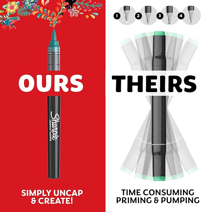 Sharpie Creative Paint-like Brush Tip Acrylic Markers, Assorted Colors, 12 Count, Perfect for Art and Craft Supplies