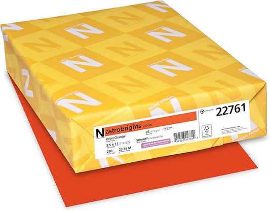 Neenah Paper 22761 Color Cardstock, 65lb, 8 1/2 x 11, Orbit Orange, 250 Sheets