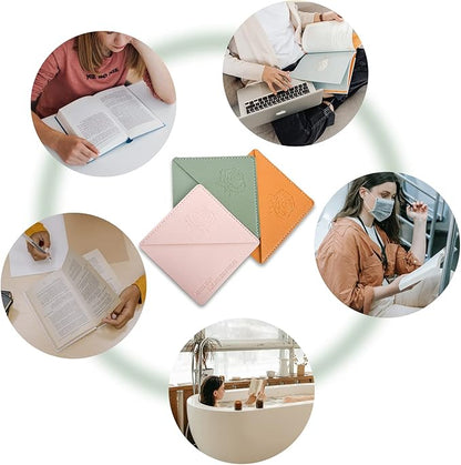 Leather Square Bookmarks - 3 Pieces Retro Flower Print Book Markers Clip Set for Teachers Students Book Reading Lovers, for School Office Home Supplies, Wayzton Corner Page Book Marks