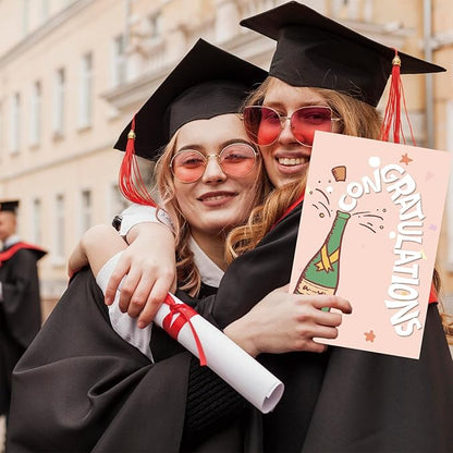 Bright & Fun Congratulations Card Gift for Women Men, Him, Her – Celebrate with Champagne Bottle & Festive Stars – Perfect for Graduations, Promotions, Weddings, and More