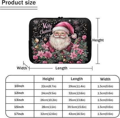 Christmas Laptop Protective Sleeve for Women 10 inch Portable Computer Sleeve Neoprene Lap Top Case Santa Claus Computer Carrying Case Suitable for Travel Office Pouch