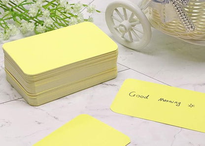 Penta Angel 100 Pcs Mini Paper Blank Gift Notes Cards DIY Craft Small Word Business Message Cards (Light Yellow)