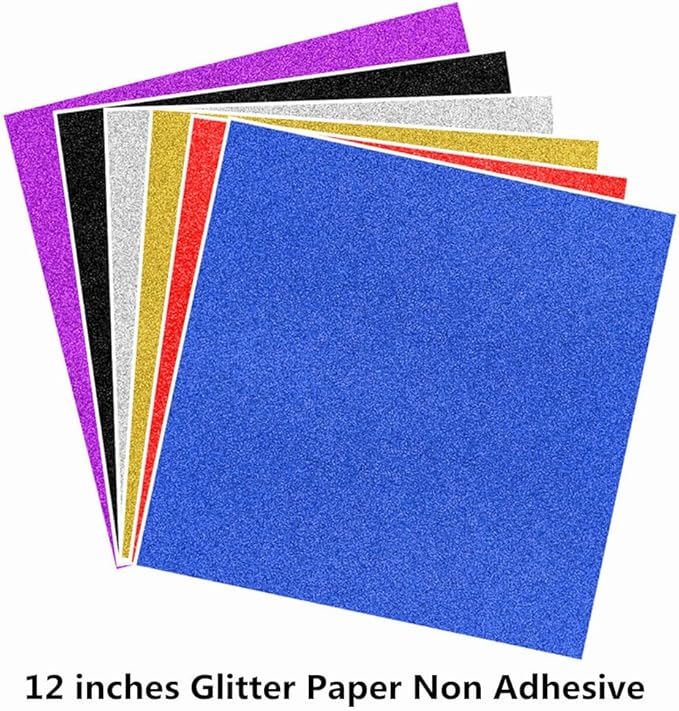 Baisunt 10 Sheets Royal Blue Glitter Cardstock Paper for Graduation Cap DIY Project, Scrapbook, Birthday Wedding Party Decoration 250GSM(12x12 In, Non Adhesive)