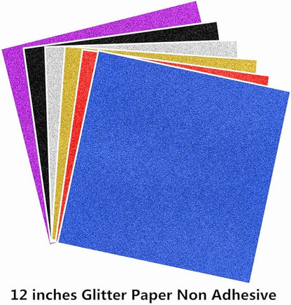 Baisunt 10 Sheets Royal Blue Glitter Cardstock Paper for Graduation Cap DIY Project, Scrapbook, Birthday Wedding Party Decoration 250GSM(12x12 In, Non Adhesive)