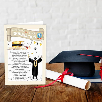 Graduation Gifts for Son, College High School Graduation Card 2025 with Envelope, Congratulations Card for Him from Dad Mom, To My Special Son Card