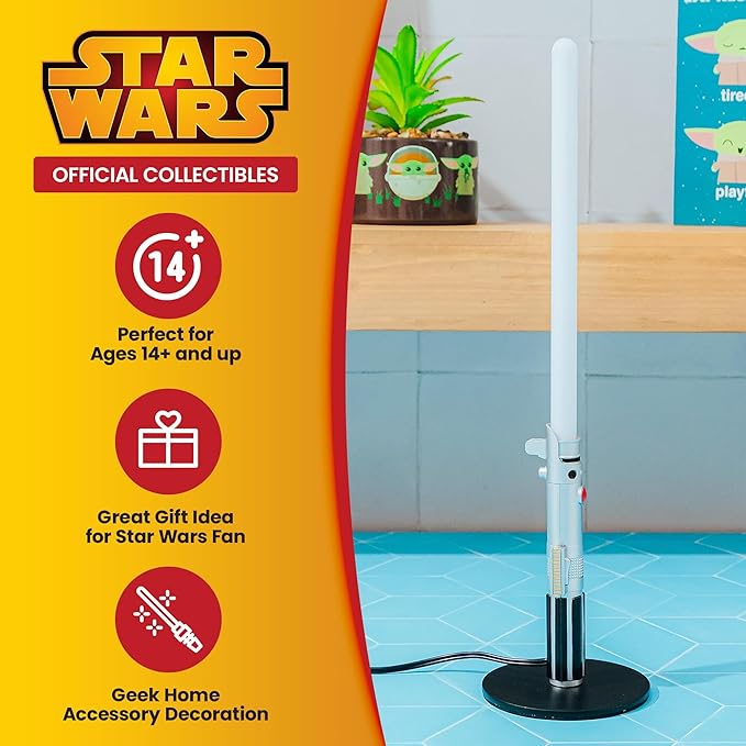 Star Wars Luke Skywalker Lightsaber 12-Inch Desktop LED Mood Light for Nightstand Table