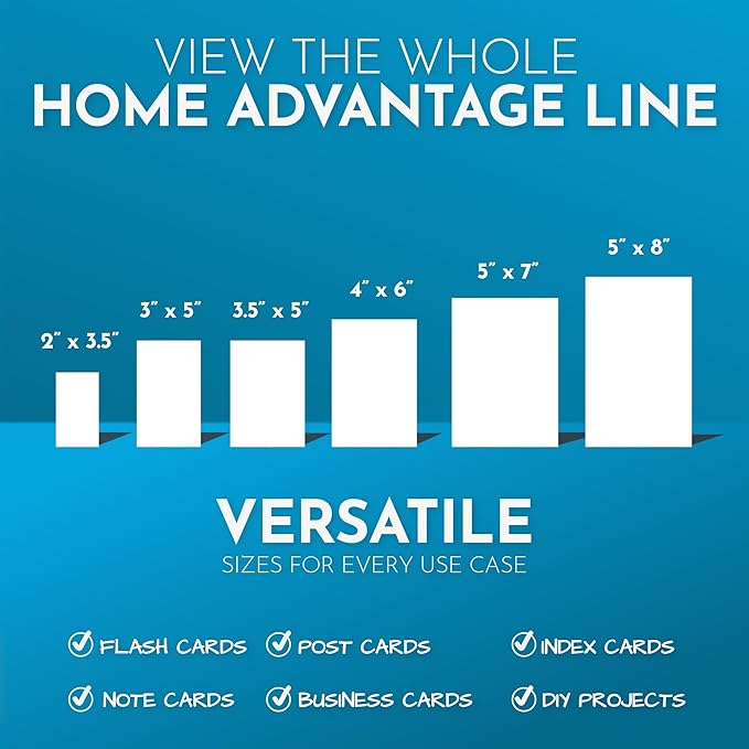 Home Advantage 5x8 Blank Index Cards - Our 50 Pack of Plain Index Cards Use Heavy Duty Cardstock to Make Them Bleed Proof - These Big Flash Cards Make Perfect Blank Note Cards & Blank Flashcards