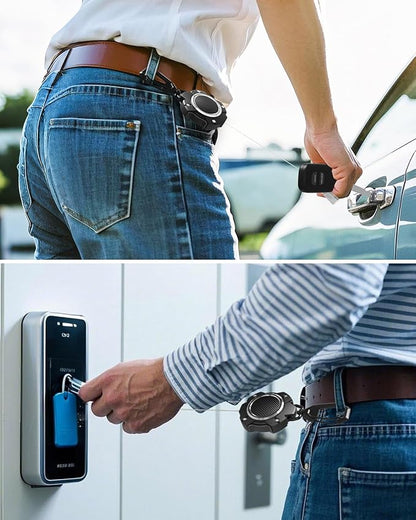 LIUGX Retractable Keychain, Heavy Duty Carabiner Key Chains, 10,000+ Rebound, Impact Resistance Tactical ID Badge Reel with 31.5” Wire Rope and Key Ring, Up to 8oz, Aluminum Ring, Carbon Fiber-Texture