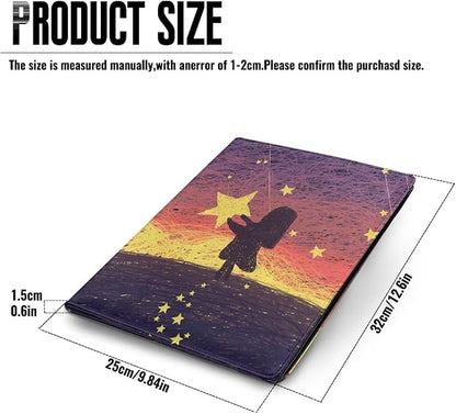 Cozeyat PU Leather Portfolio Professional Organizer Padfolio for Women Girls, Stars Girl Design Document Folio for Letter Size Writing Pad/Business Card Holder
