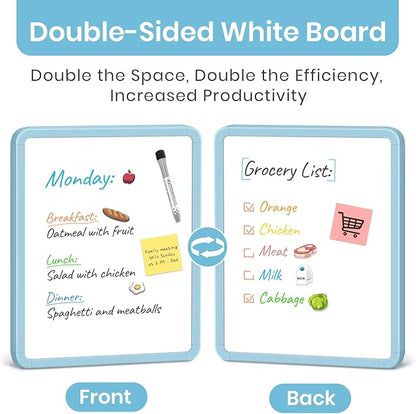 Small Double-Sided White Board Dry Erase Board For Wall, 14"x11" Hanging Whiteboard for Door, Mini Dry Erase Board with a black dry erase marker, Small Whiteboard for Kids Students, Back To School, Bl
