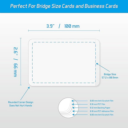 Self-Sealing Laminating Pouches, 2.6" x 3.9" for Business Cards and Bridge Size Flash Cards, 20 Packs 18mil Adhesive Lamination Sheets, Waterproof, No Machine Needed
