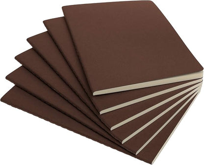 Simply Genius A5 Notebooks for Work, Travel, Business, School & More - College Ruled Notebook - Softcover Journals for Women & Men - Lined Note Books with 92 pages, 5.5" x 8.3" (Brown, 6 pack)