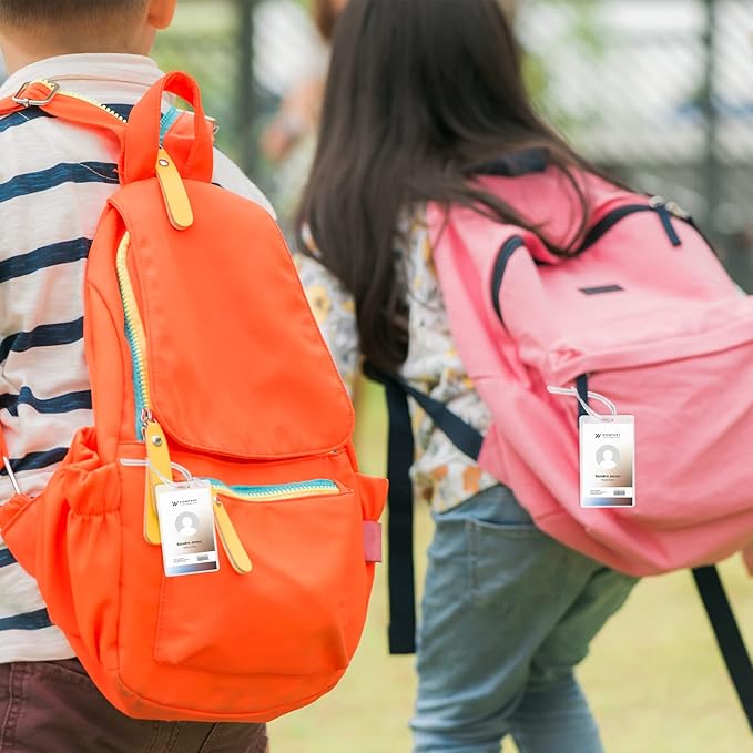 100 Pieces 10 Mil 2 1/2" x 4 1/4" Laminating Pouches with Slot Hole Printable Luggage Tags Clear Thermal Laminate Pouch Tags Kit Resealable for Work Permits Pass Cards Student ID Cards (100, 10 Mil)