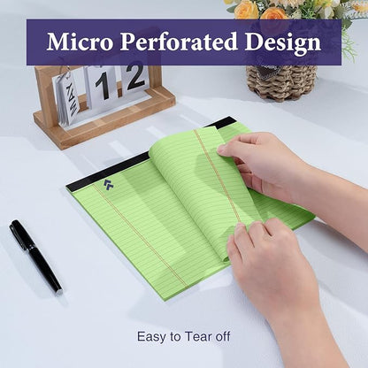2 Pads Note Pads 11" x 9.5" Legal Pads College Ruled Notepad Micro Perforated Writing Pads Green Lined Paper 80GSM College Ruled Paper Pad of Paper 30 Sheets Notebook for School, To-Do Lists, Office