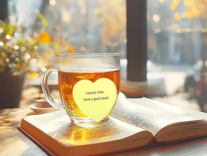 Mini Skater 2 Pack Kraft Paper Sticky Notes Heart Shaped Self-Stick Blank Book Tabs Paper Markers Sticky Notes Pad 100 Sheets Index Sticker (Light Yellow)