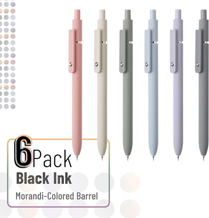 Mr. Pen - Retractable Fine Point Gel Pens, 6 Pack, Morandi Barrels, Fast Dry Ink, Cute Aesthetic Pens for Journaling