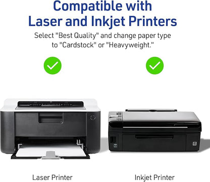 Avery Printable Place Cards with Sure Feed Technology, 1-7/16" x 3-3/4", Textured Ivory, 150 Blank Tent Cards for Laser or Inkjet Printers (5012)