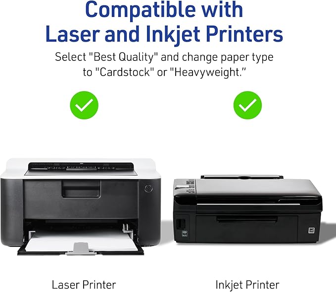 Avery Printable Place Cards with Sure Feed Technology, 1-7/16" x 3-3/4", Textured White, 150 Blank Tent Cards for Laser or Inkjet Printers (16109)