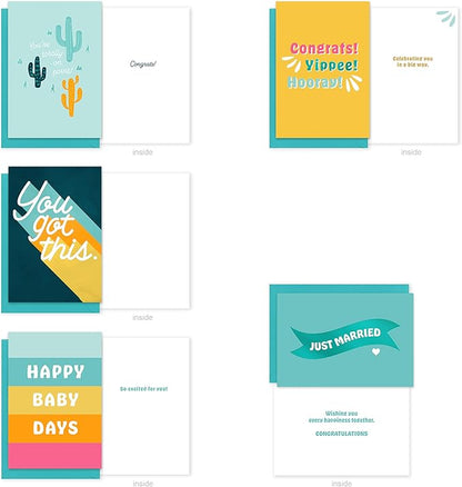 American Greetings 10-Count All Occasions Card Bundle with Envelopes- Congrats, Baby, Wedding, Support, Friendship, Sympathy, and Thank You