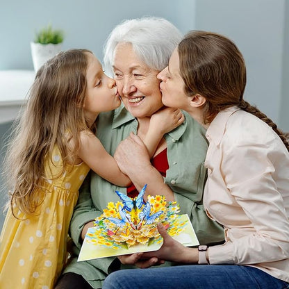 D4DREAM 3D Floral Butterfly Card for Women - Mothers Day Butterfly Flowers Pop Up Greeting Card Thinking of You Cards Sympathy Memorial Birthday Gifts for Grandma Mom Wife