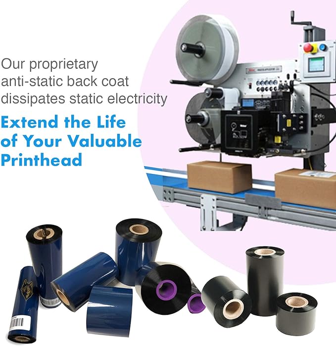 36 Rolls Wolfbarco 4.33" x 243' (110mm x 74m) Black Premium Resin-Enhanced Wax Thermal Transfer Ribbon Compatible with Zebra GC420t, GK420t, GX420t, GX430t, TLP2442, TLP2844, ZD220, ZD4 Printers