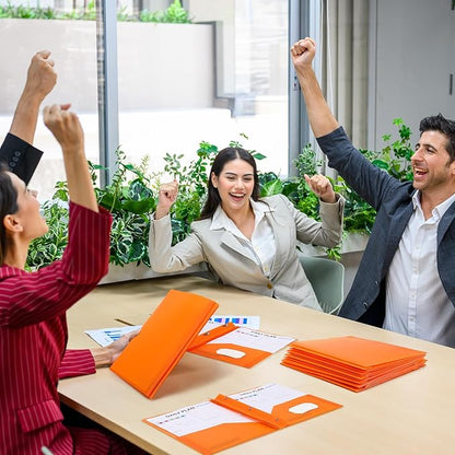 Cholemy 36 Pcs Plastic Pocket Folders with Prong 2 Heavy Duty Pockets Folders with 3 Prongs Letter Size Paper Folders Bulk File Plastic Folders with Fasteners for Office Workers (Orange)